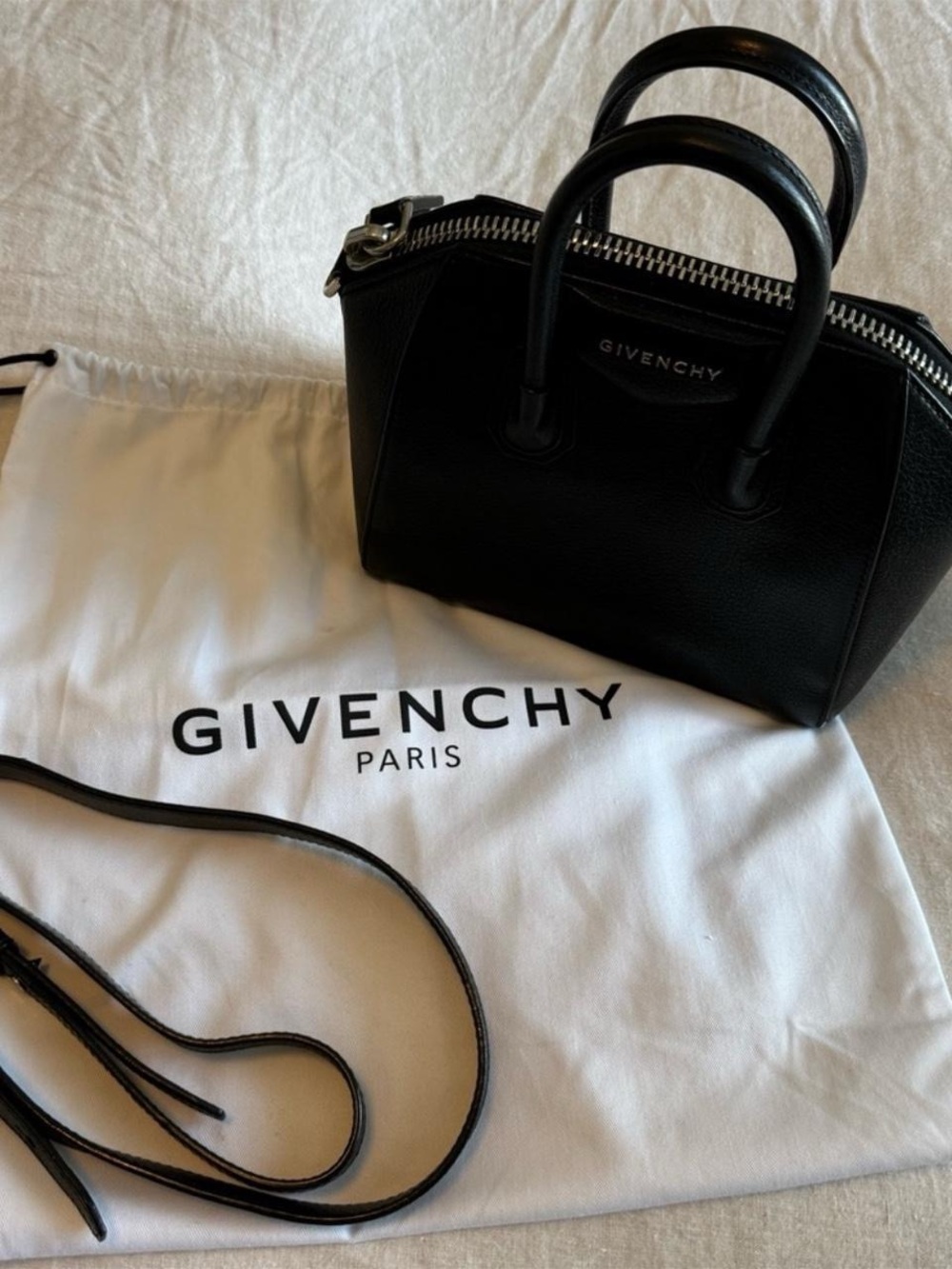 Givenchy Black Pebbled Leather Mini Bag with Top Handles - Picture 6 of 8